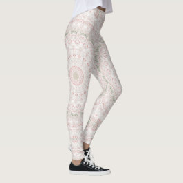 Pastel Roze en Groen Mandala Patroonontwerp Leggings