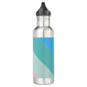 Pastel Roze en Groen Monogram Gestreept Waterfles (Rechts)