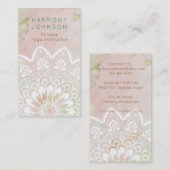 Pastel Roze en Groen Witte Mandala Serene Visitekaartje (Voorkant / Achterkant)
