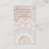 Pastel Roze en Groen Witte Mandala Serene Visitekaartje (Voorkant)