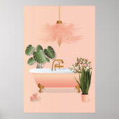 Pastel Roze en Groene Bathroom | Bubble Bath Poster (Voorkant)