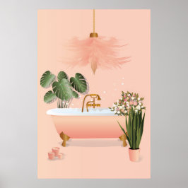 Pastel Roze en Groene Bathroom | Bubble Bath Poster