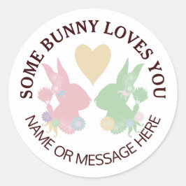 Pastel Roze en Groene Bunnies met de Douane van he Ronde Sticker
