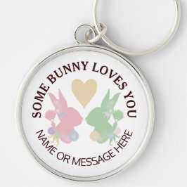 Pastel Roze en Groene Bunnies met de Douane van he Sleutelhanger