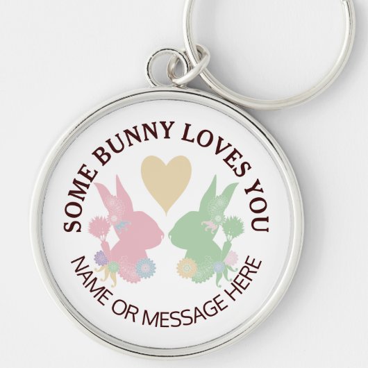 Pastel Roze en Groene Bunnies met de Douane van he Sleutelhanger (Voorkant)