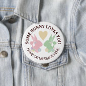 Pastel Roze en Groene Bunnies met Hart Pasen Ronde Button 4,0 Cm (In situ)