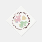 Pastel Roze en Groene Bunnies met Hart Pasen Servet (Hoek)