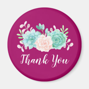 Pastel Roze en Groene Floral Bouquet op Magenta Te Magneet