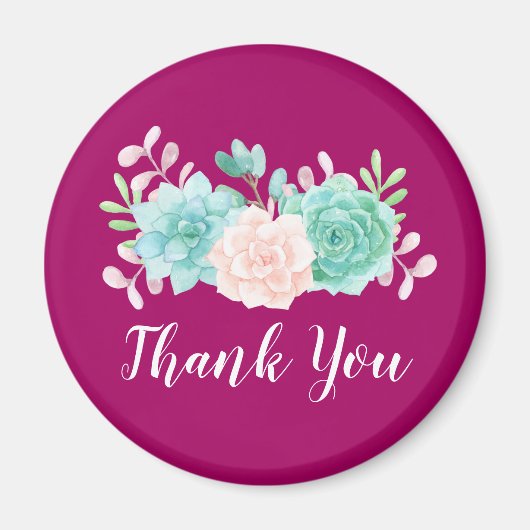 Pastel Roze en Groene Floral Bouquet op Magenta Te Magneet (Voorkant)