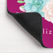 Pastel Roze en Groene Floral Bouquet op Magenta Te Muismat (Hoek)