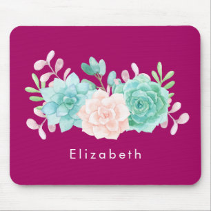 Pastel Roze en Groene Floral Bouquet op Magenta Te Muismat