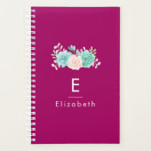 Pastel Roze en Groene Floral Bouquet op Magenta Te Planner (Voorkant)