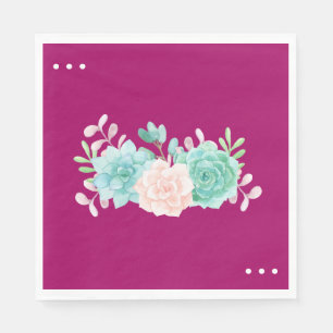 Pastel Roze en Groene Floral Bouquet op Magenta Te Servetten