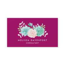 Pastel Roze en Groene Floral Bouquet op Magenta Te