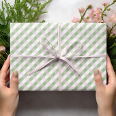 Pastel Roze en Groene Gingham Patroon Kinderen Cadeaupapier