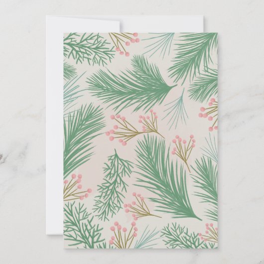 Pastel Roze en Groene Holly Kerstmis Feestdagenkaart (Achterkant)