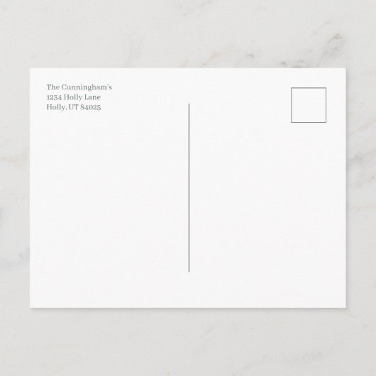 Pastel Roze en Groene Holly Kerstmis Feestdagenkaart (Achterkant)