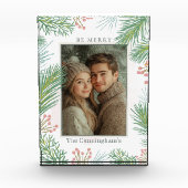 Pastel Roze en Groene Holly Kerstmis Fotoblokken (Voorkant)