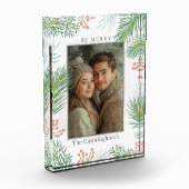 Pastel Roze en Groene Holly Kerstmis Fotoblokken (Links)