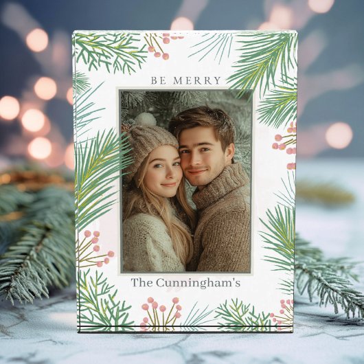 Pastel Roze en Groene Holly Kerstmis Fotoblokken