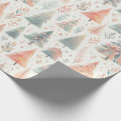 Pastel Roze en Groene Kerstbomen Cadeaupapier (Hoek)