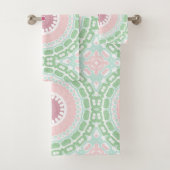 Pastel Roze en Groene Mandala Bad Handdoek (Insitu)
