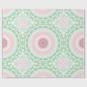 Pastel Roze en Groene Mandala Cadeaupapier (Vlak)