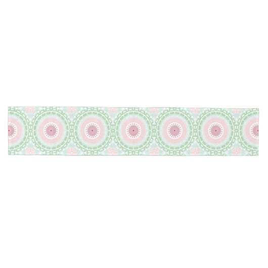 Pastel Roze en Groene Mandala Medium Tafelloper (Horizontaal)
