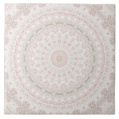 Pastel Roze en Groene Mandala Patroon Ontwerp Tegeltje (Voorkant)
