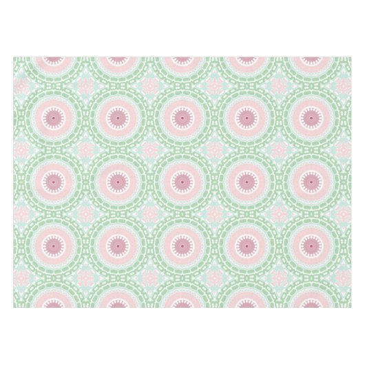 Pastel Roze en Groene Mandala Tafelkleed (Voorkant (Horizontaal))