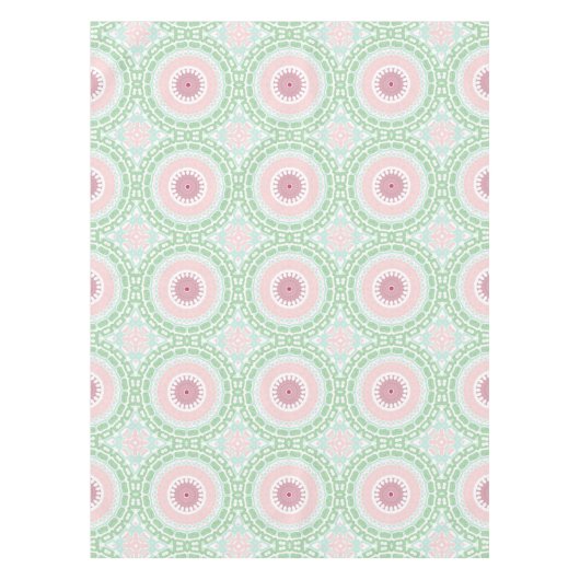 Pastel Roze en Groene Mandala Tafelkleed (Voorkant)