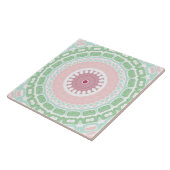 Pastel Roze en Groene Mandala Tegeltje (Zijkant)