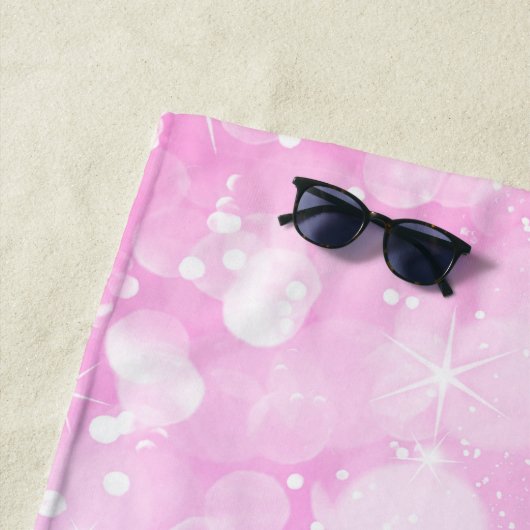 Pastel Roze en Groene Moderne Bokeh Faux Glitter Strandlaken (In situ)