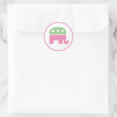Pastel roze en groene republikeinse olifant ronde sticker (Tas)