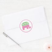 Pastel roze en groene republikeinse olifant ronde sticker (Envelop)