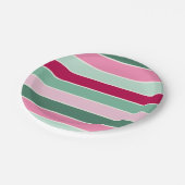 Pastel roze en groene strepen papieren bordje (Gekanteld)