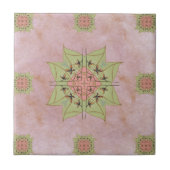 Pastel Roze en Groene Tegel Tegeltje (Voorkant)