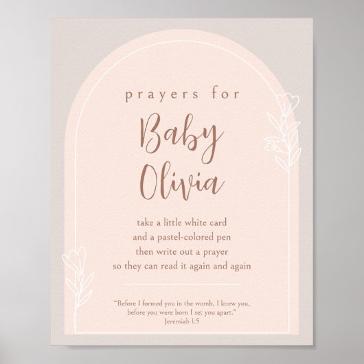 Pastel Roze en Koperbruin Gebed voor Baby Sign Poster (Voorkant)