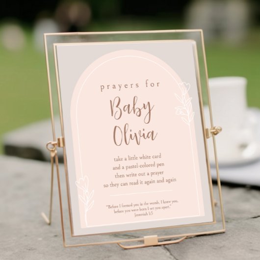 Pastel Roze en Koperbruin Gebed voor Baby Sign Poster