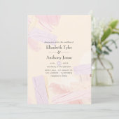 Pastel Roze en Lavendel Verfspatten Bruiloft Kaart (Staand voorkant)
