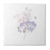 Pastel Roze en Lavendel Wildflower Vlinder Tegeltje (Voorkant)