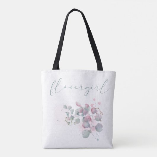 Pastel Roze en licht Sage Green gebladerte Tote Bag (Achterkant)