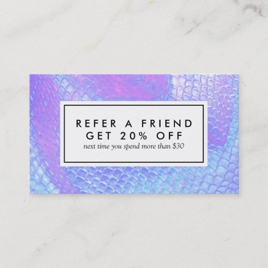 Pastel roze en lila zeemeermin schaal referral kaa (Voorkant)