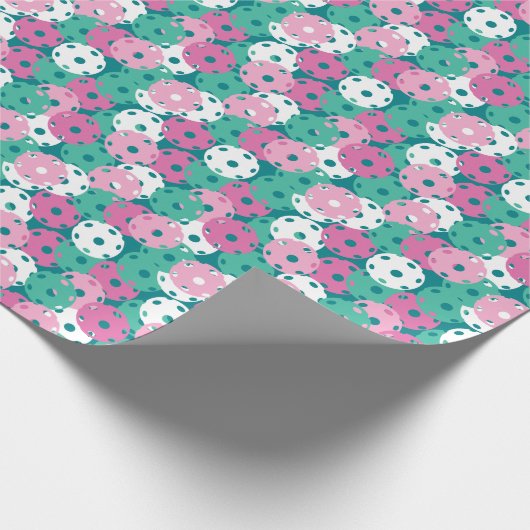 Pastel roze en minitroogkleurige pickleball cadeaupapier (Hoek)
