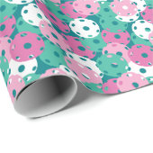 Pastel roze en minitroogkleurige pickleball cadeaupapier (Rol Hoek)