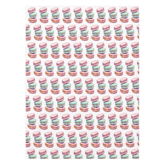 Pastel Roze en Mint Groene Macaron Cookies Thema Tafelkleed (Voorkant)