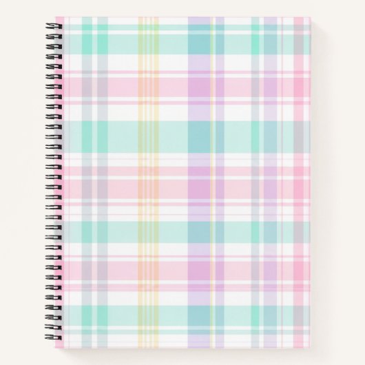 Pastel Roze en Mint Plaid Notitieboek (Voorkant)
