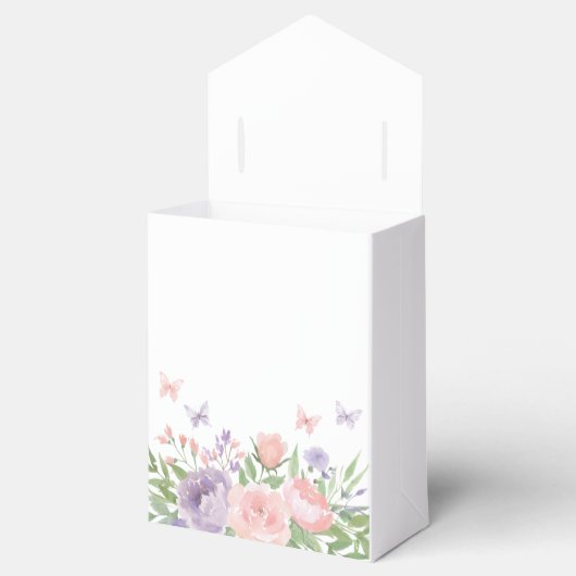 Pastel Roze en Paarse Bloemvlinder Bedankdoosjes (Geopend)