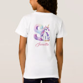 Pastel roze en paarse Eenhoorn letter S monogram T-shirt (Achterkant)