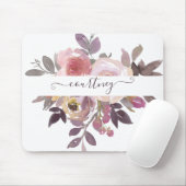 Pastel roze en paarse floraal gepersonaliseerd muismat (Met muis)